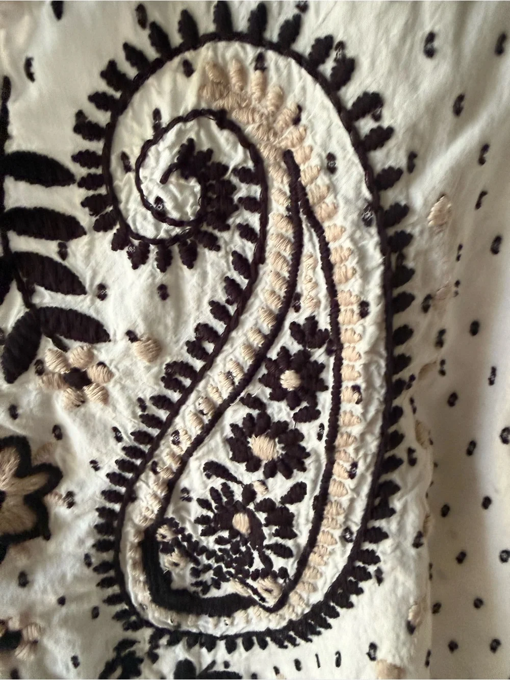 Fat Face Embroidered White Paisley Peasant Top